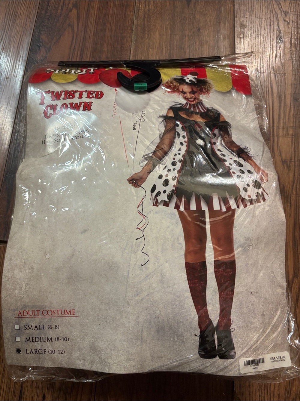 Spirit Twisted Clown Costume in Black, White & Red